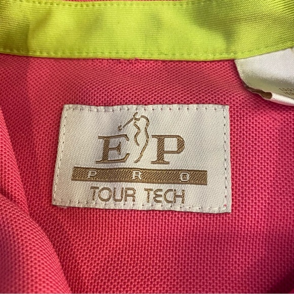 EP Pro Tech Half Zip Golf Tank pink with white/green trim size Large - Picture 4 of 16